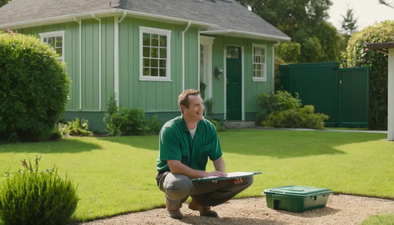 Local septic provider inspecting a backyard septic tank access lid with a homeowner in the Mount Airy area